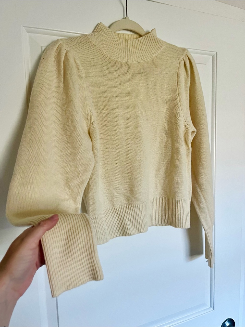 ASTR The Label Cashmere Mock Neck Puff Sleeve Sweater